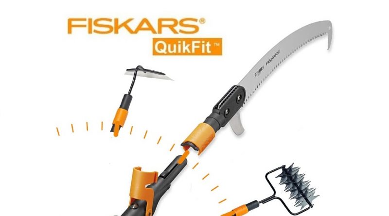 Odchwaszczacz Fiskars Quikfit zestaw - grabie do trawnika, liści, szczotka do rynien i chodnika (1)