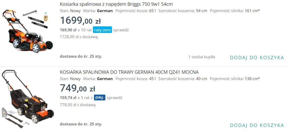 Kosiarki German - z silnikiem Briggs&Stratton, 7 km, opinie na forum, co to za firma (1)